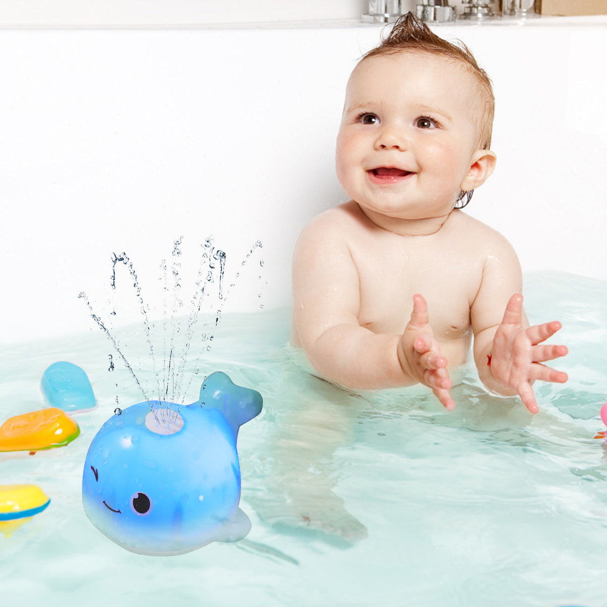 2 Pcs Spouting Whale Bath Tub Toy O3635