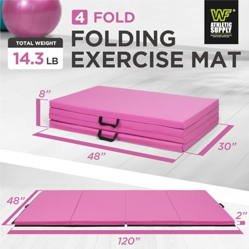 10' x 4' 4-Fold Folding Exercise Mat with Carrying Handles & Velcro Design I770