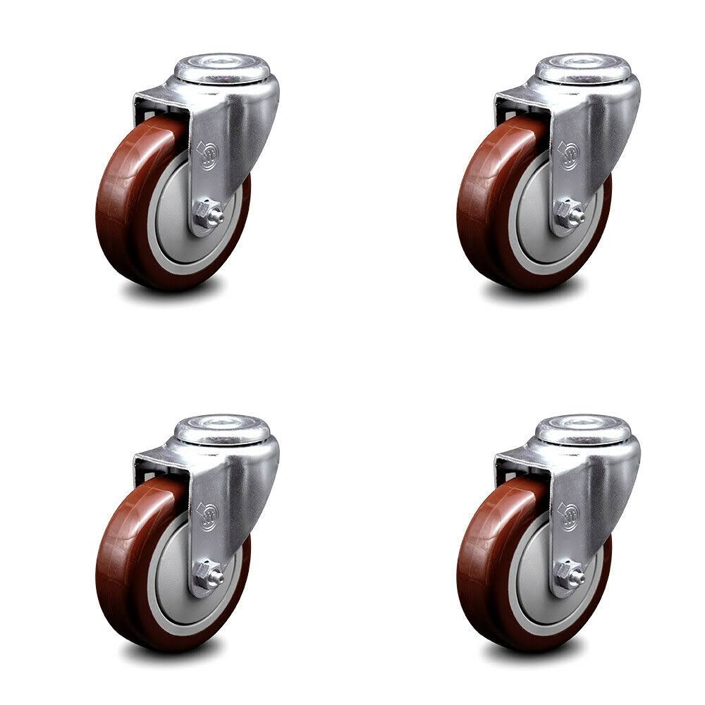 Maroon Poly Swivel Bolt Caster Set of 4 O40269
