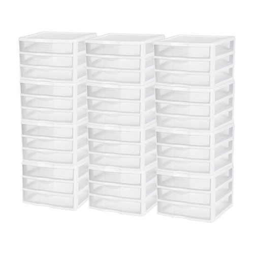 3-Pack White 3 Drawer Plastic Desktop Organizer V4452