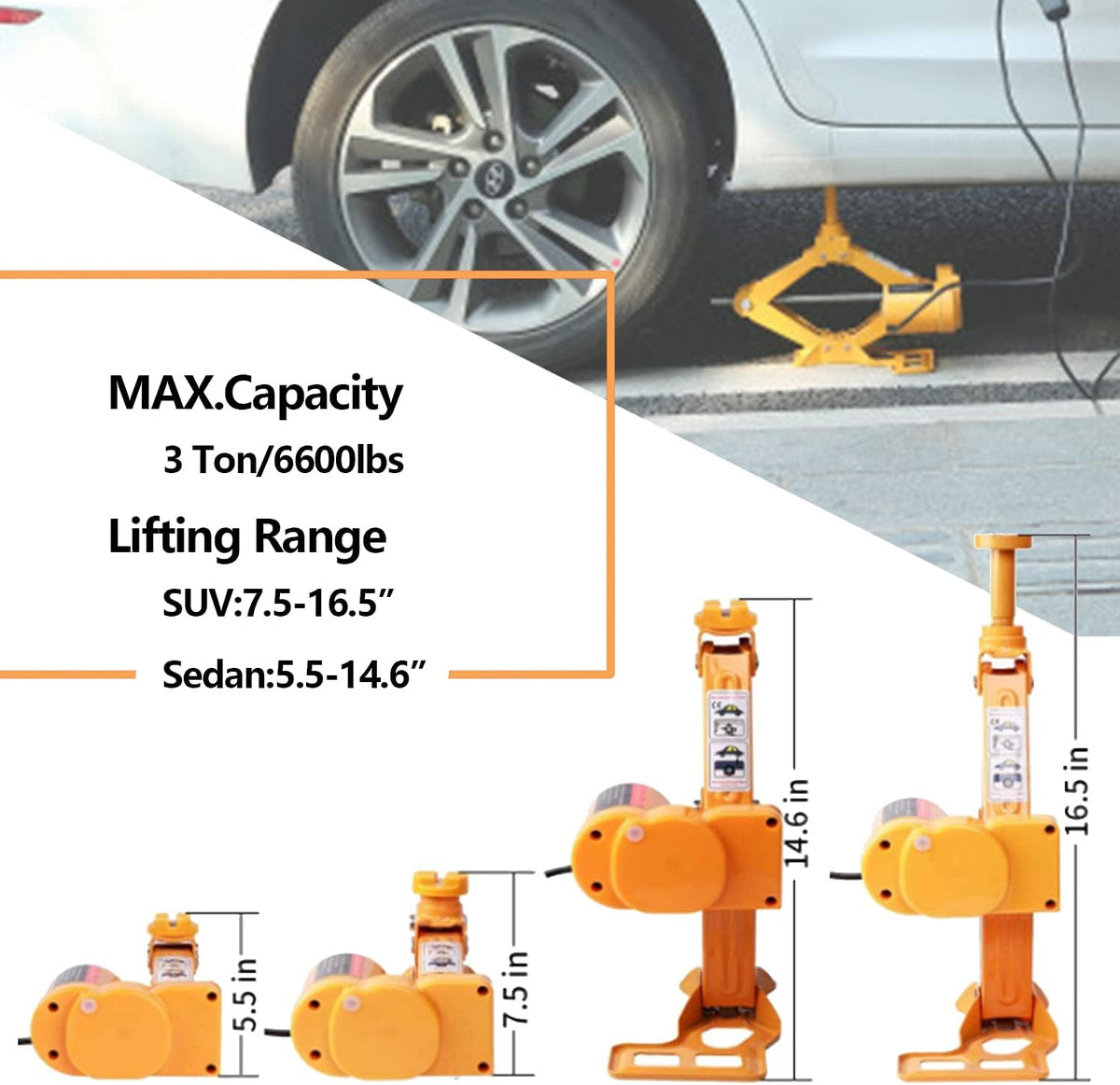 3 Ton 12V Electric Car Floor Jack with Impact Wrench Q977499
