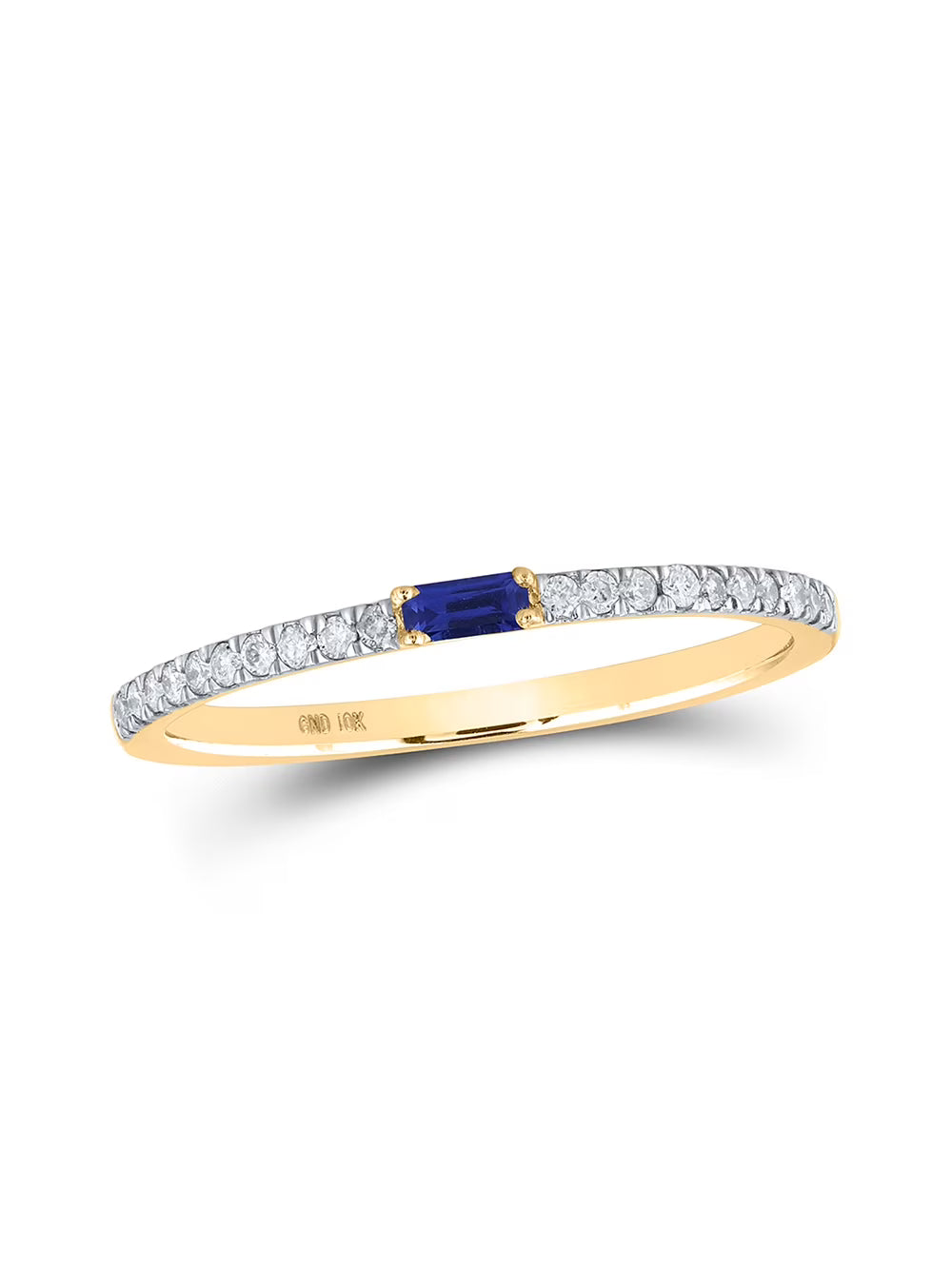 Baguette Blue Sapphire Diamond Band Ring 1/5 Cttw P959