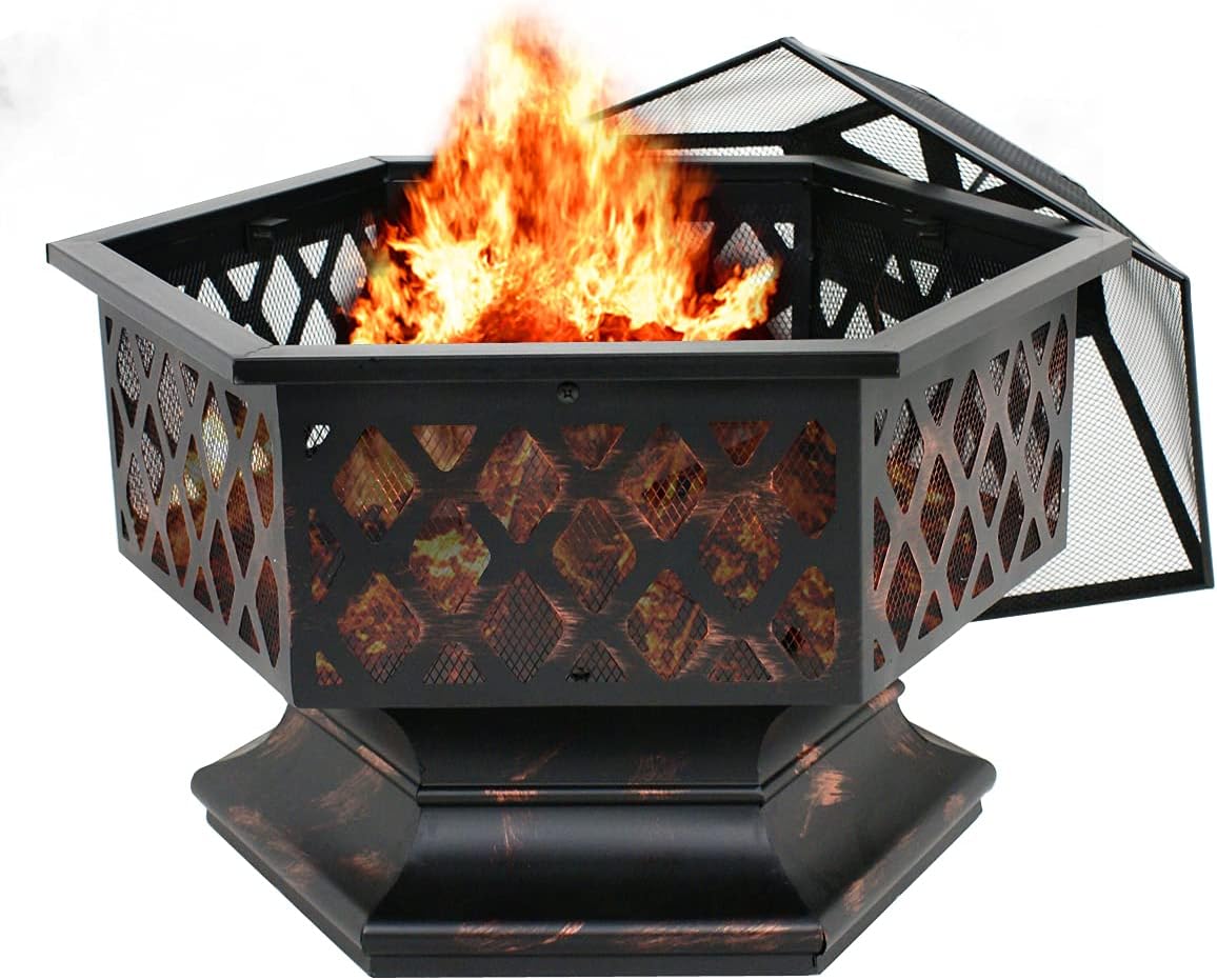 24" Steel Hex Shaped Fire Pit F9776
