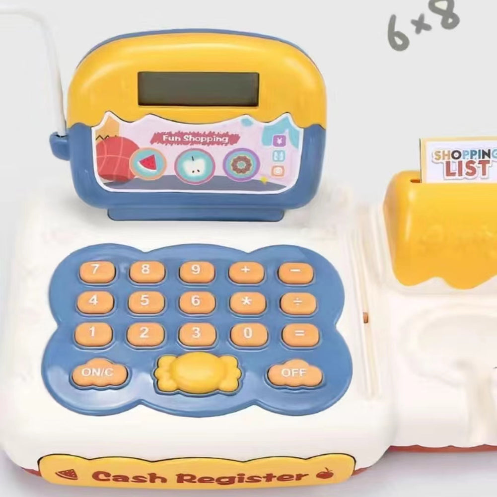 Toddler Pretend Play Cash Register Toy with Scanner, Play Food, Play Money N609