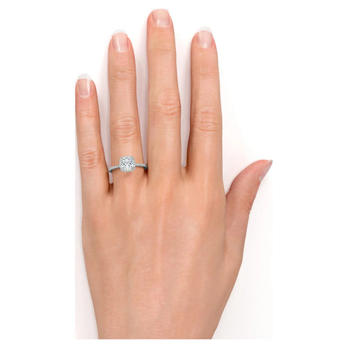 1.75 Carat Cushion Cut Moissanite Engagement Ring in 18k White Gold Over Silver D952