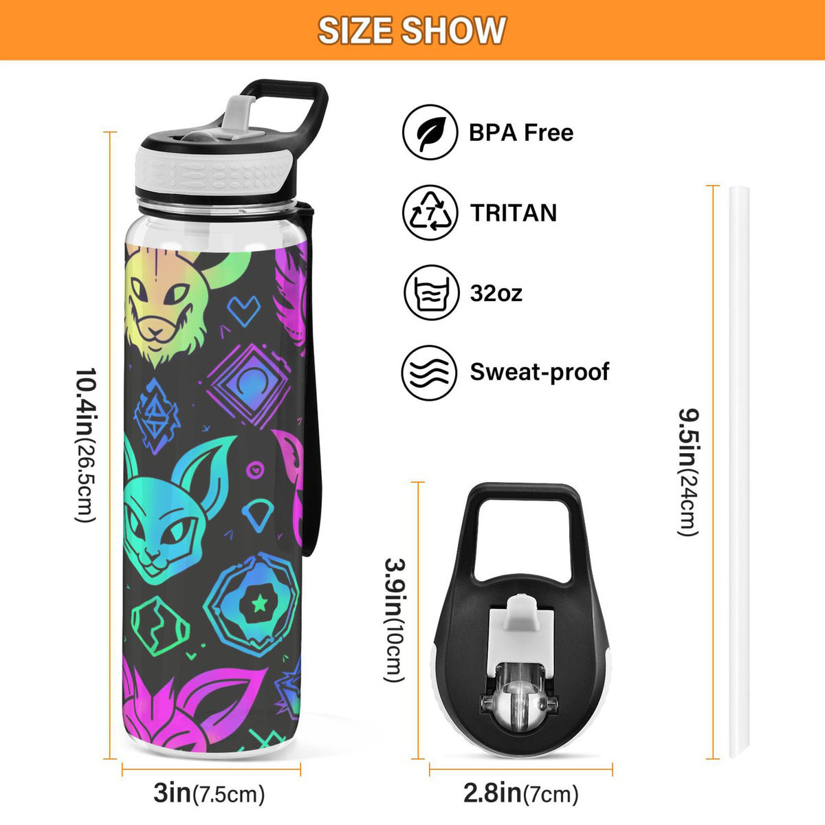 Purple 32oz Tritan Sports Water Bottle with Straw O5672