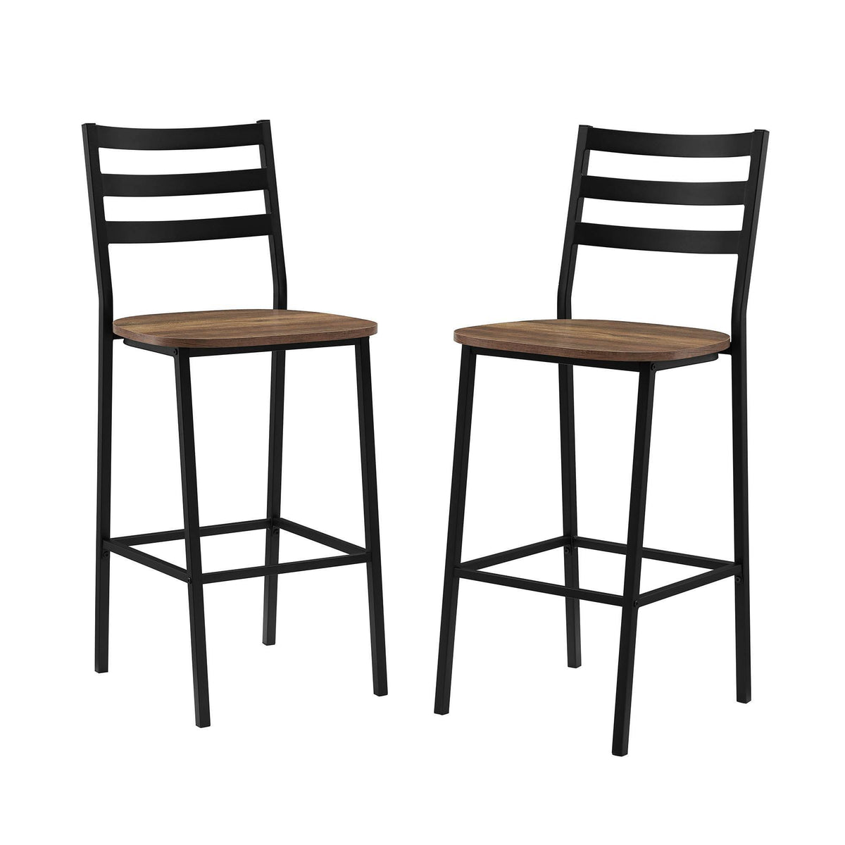 Set of 2 Industrial Farmhouse Slat Back Counter Height Barstools P835192