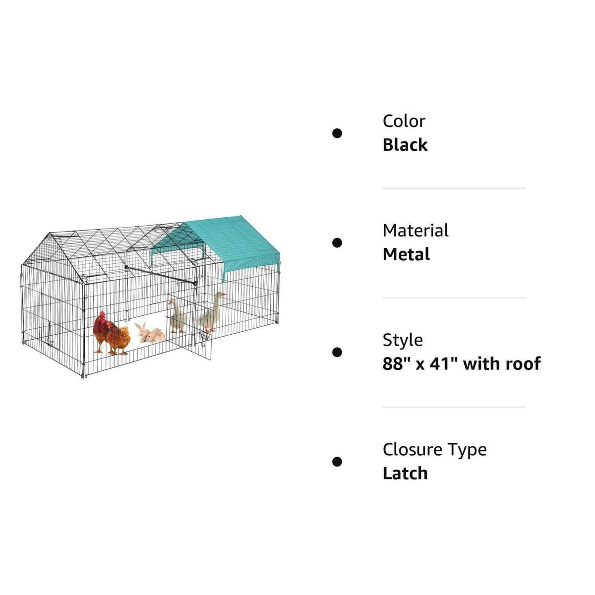 Large Metal Chicken Coop with Door & Cover P36429
