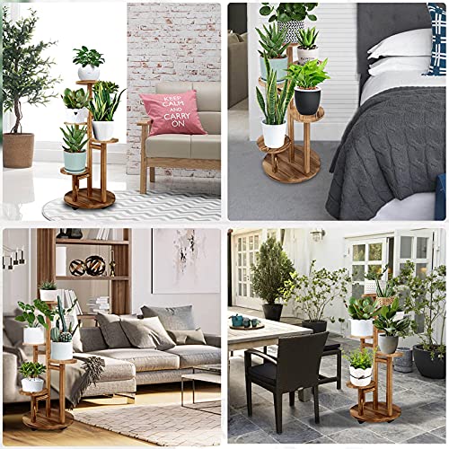 5 Tiered Walnut Wood Plant Stand M7461