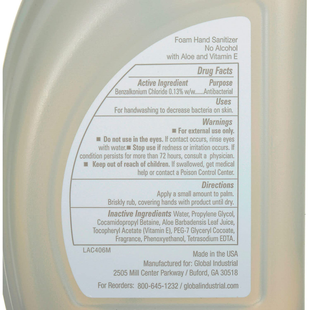 Foam Hand Sanitizer Alcohol Free, Linen Scent, 32 oz. Bottle, Pack of 2 R69680