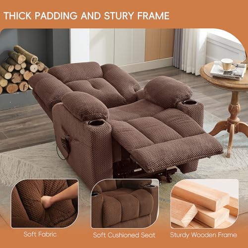 Brown Dual Motor Power Lift Recliner with Massage and Heat D21583