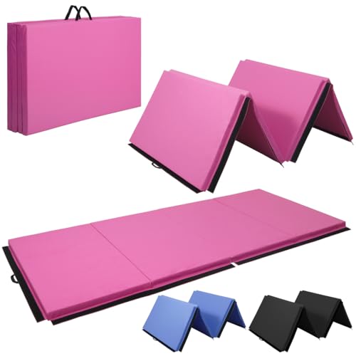 10' x 4' 4-Fold Folding Exercise Mat with Carrying Handles & Velcro Design I770