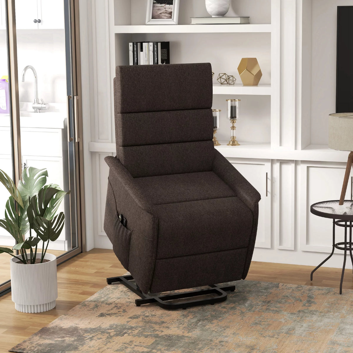 Brown Power Lift Recliner Chair with Remote Control C7873