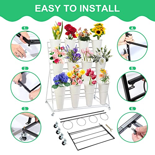 3 Layers Metal Plant Stand with Buckets R589