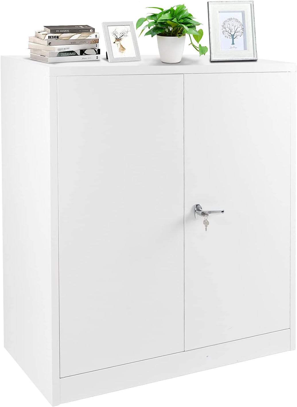 Black Metal Storage Cabinet with Locking Doors and Shelves C822723
