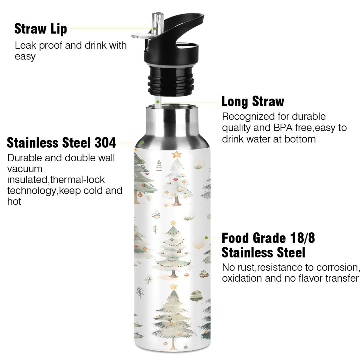 Stainless Steel Insulated Water Bottle with Straw Lid G419787