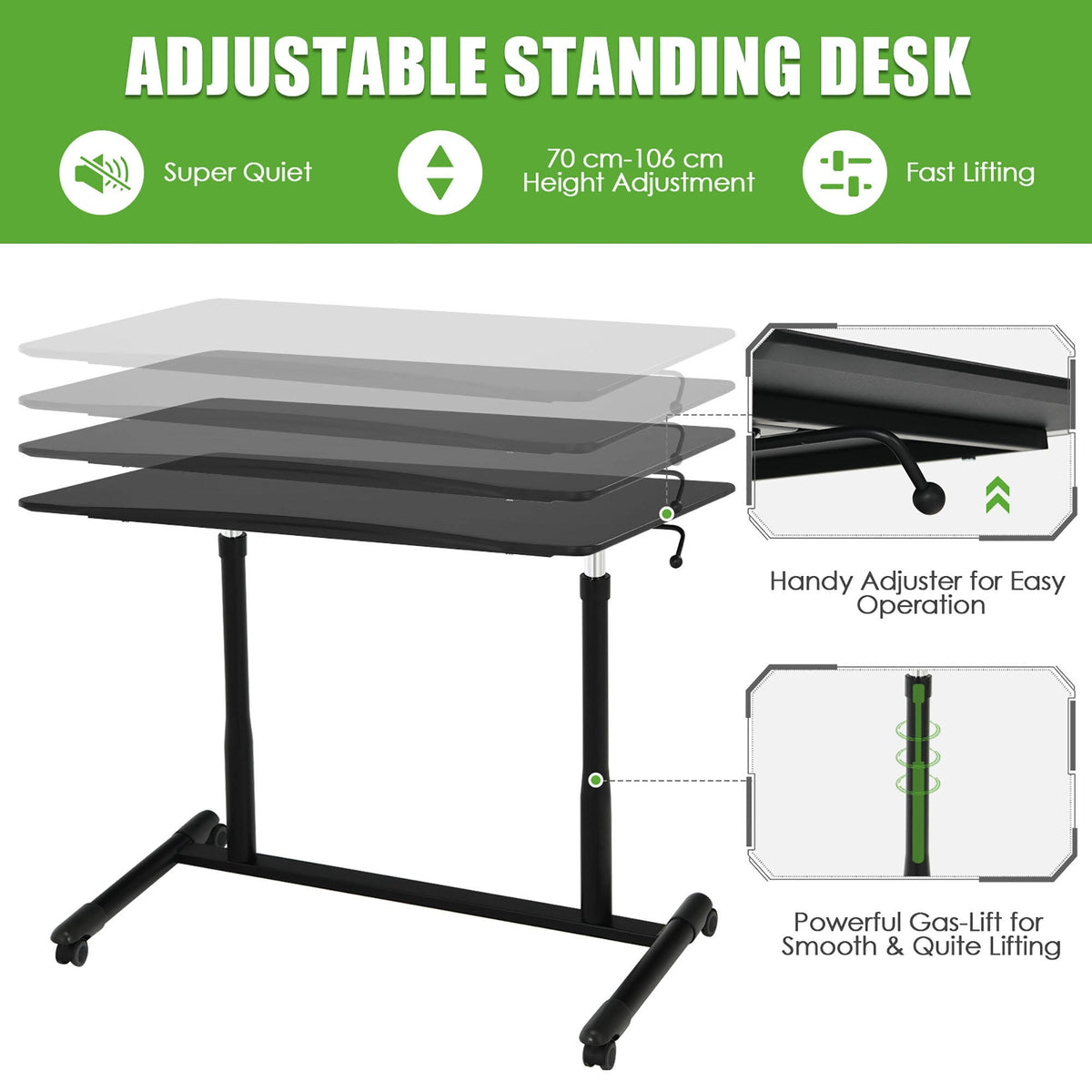 Black Height Adjustable Standing Desk V16431