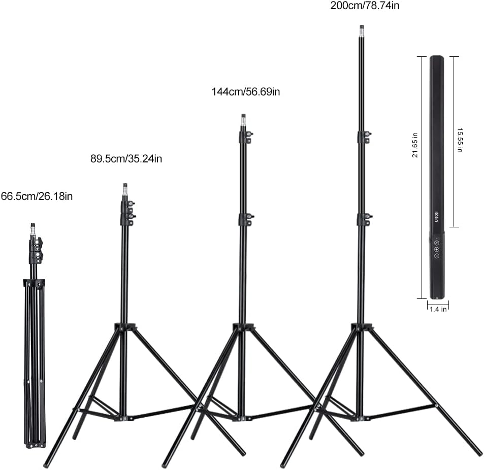 LED Light Sticks RGB Light Wand Photography Light Stick Video Lighting Kit 9 Color Modes with Tripods Pack of 2 H414
