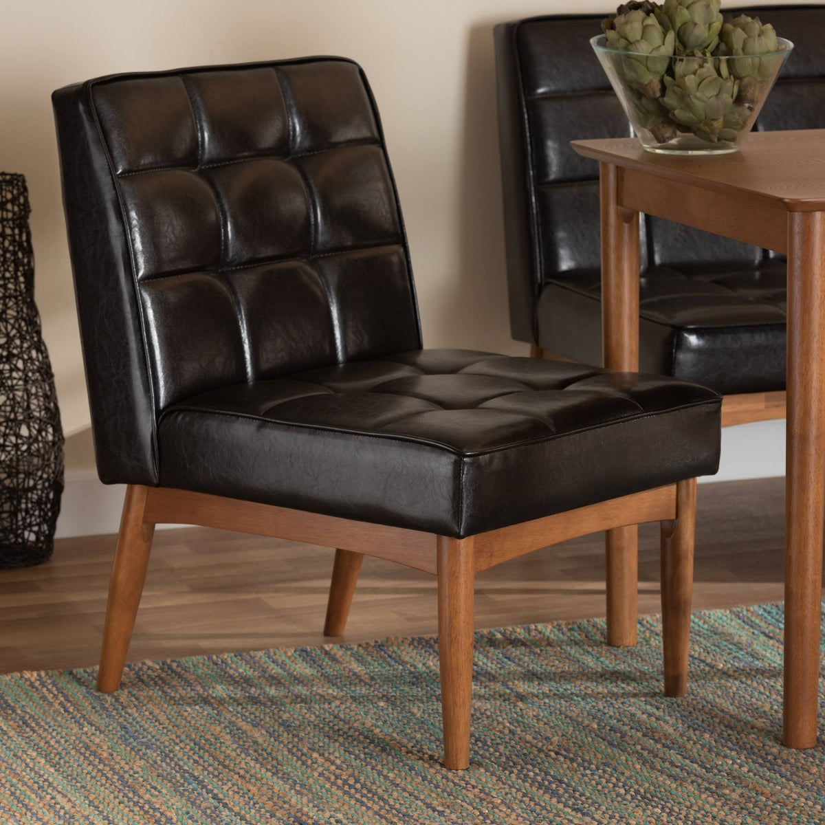Dark Brown Mid-Century Modern Dining Chair U8992