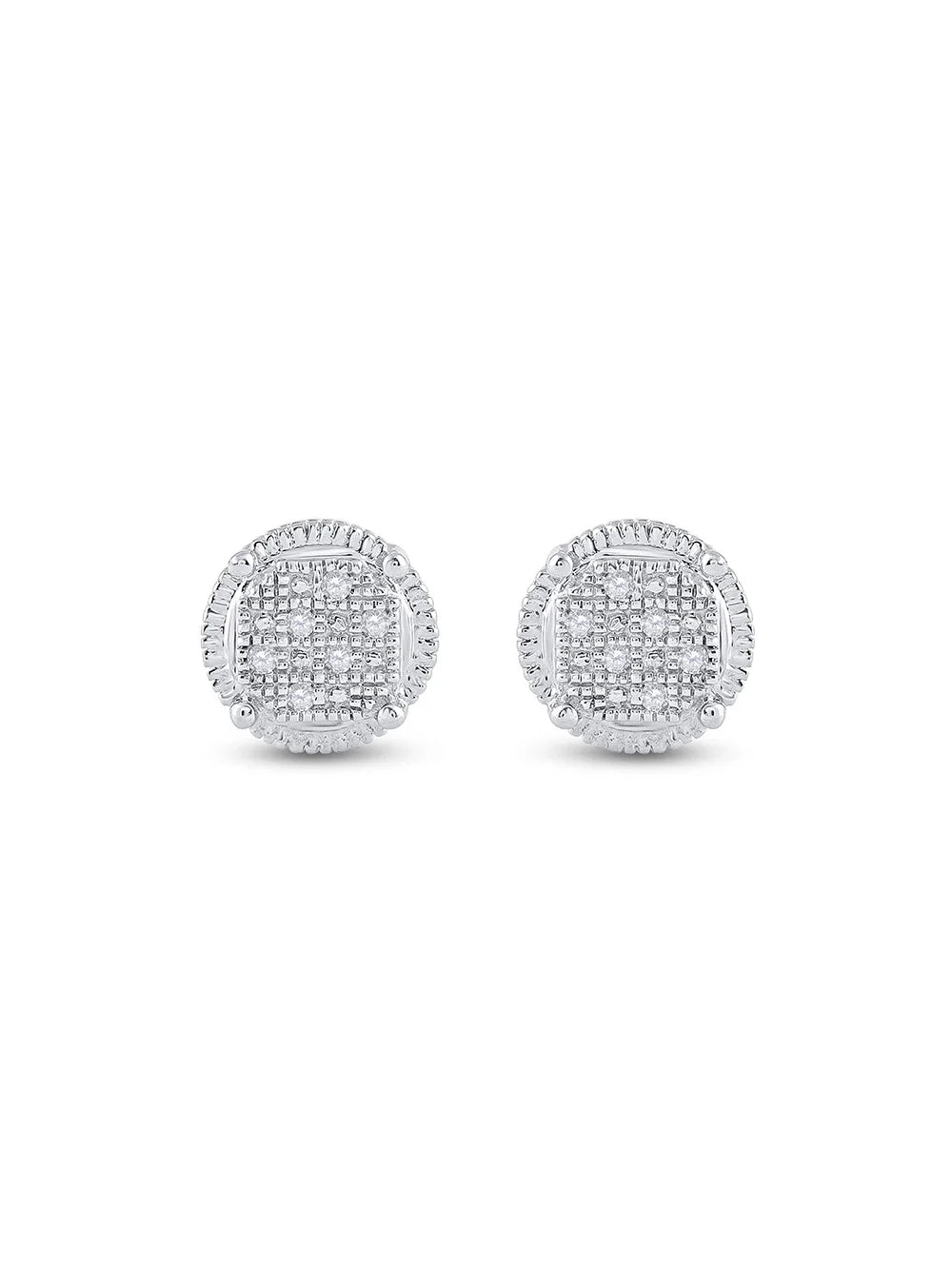 Sterling Silver Diamond Cluster Earrings .03 Cttw G776