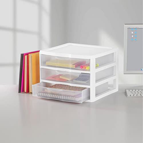3-Pack White 3 Drawer Plastic Desktop Organizer V4452