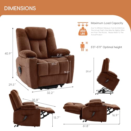 Brown Dual Motor Power Lift Recliner with Massage and Heat D21583
