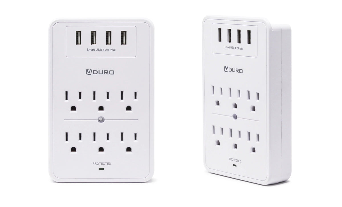 White 6 Outlet Power Strip with USB Wall Mount A74506