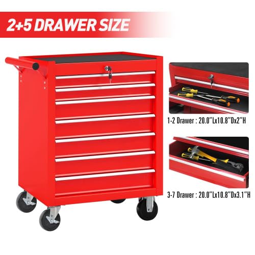 Black 7-Drawer Rolling Steel Tool Chest with Wheels H718