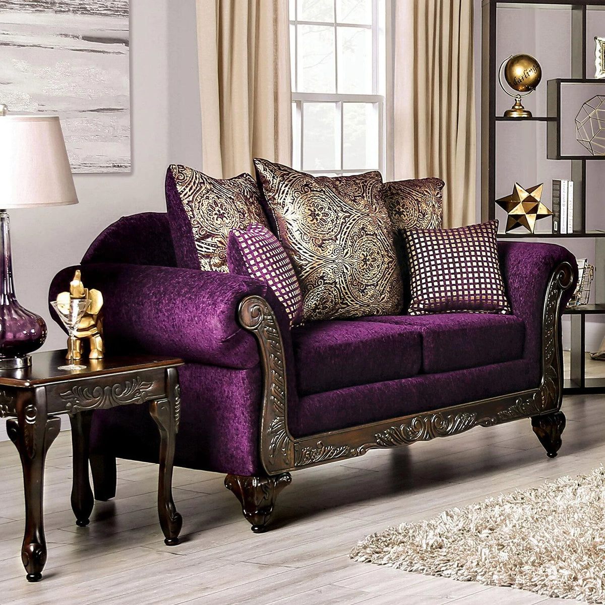 Purple Chenille Sofa and Loveseat P370