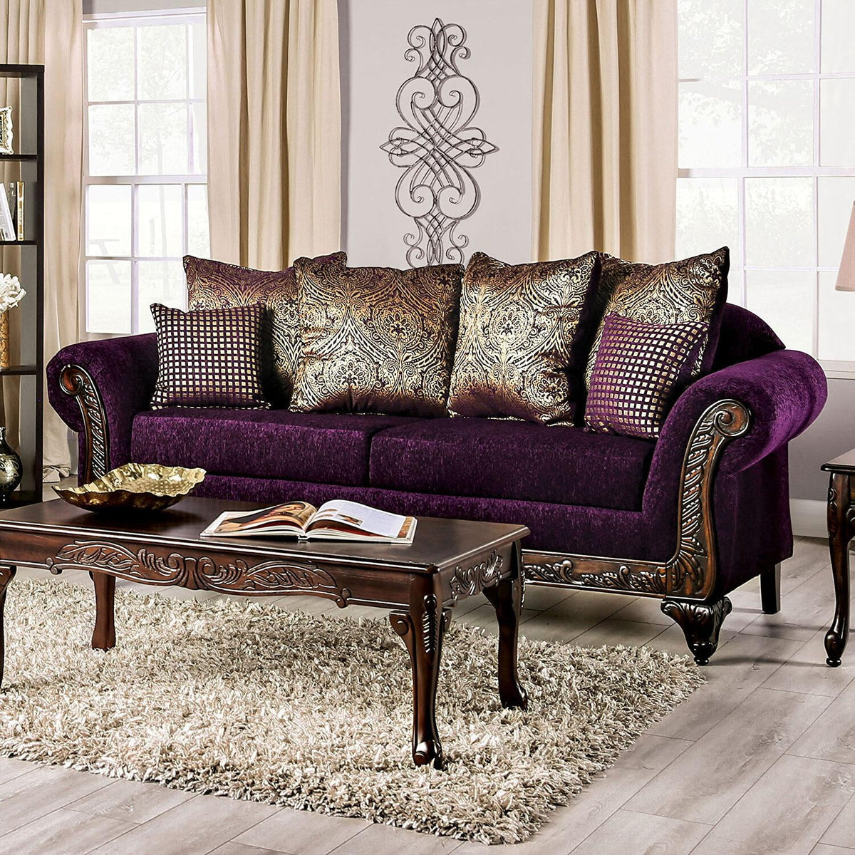 Purple Chenille Sofa and Loveseat P370