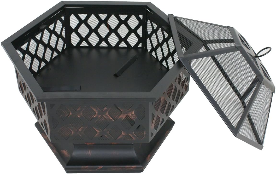 24" Steel Hex Shaped Fire Pit F9776