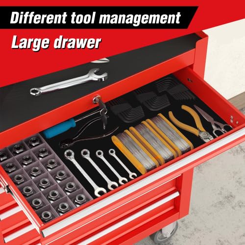 Black 7-Drawer Rolling Steel Tool Chest with Wheels H718