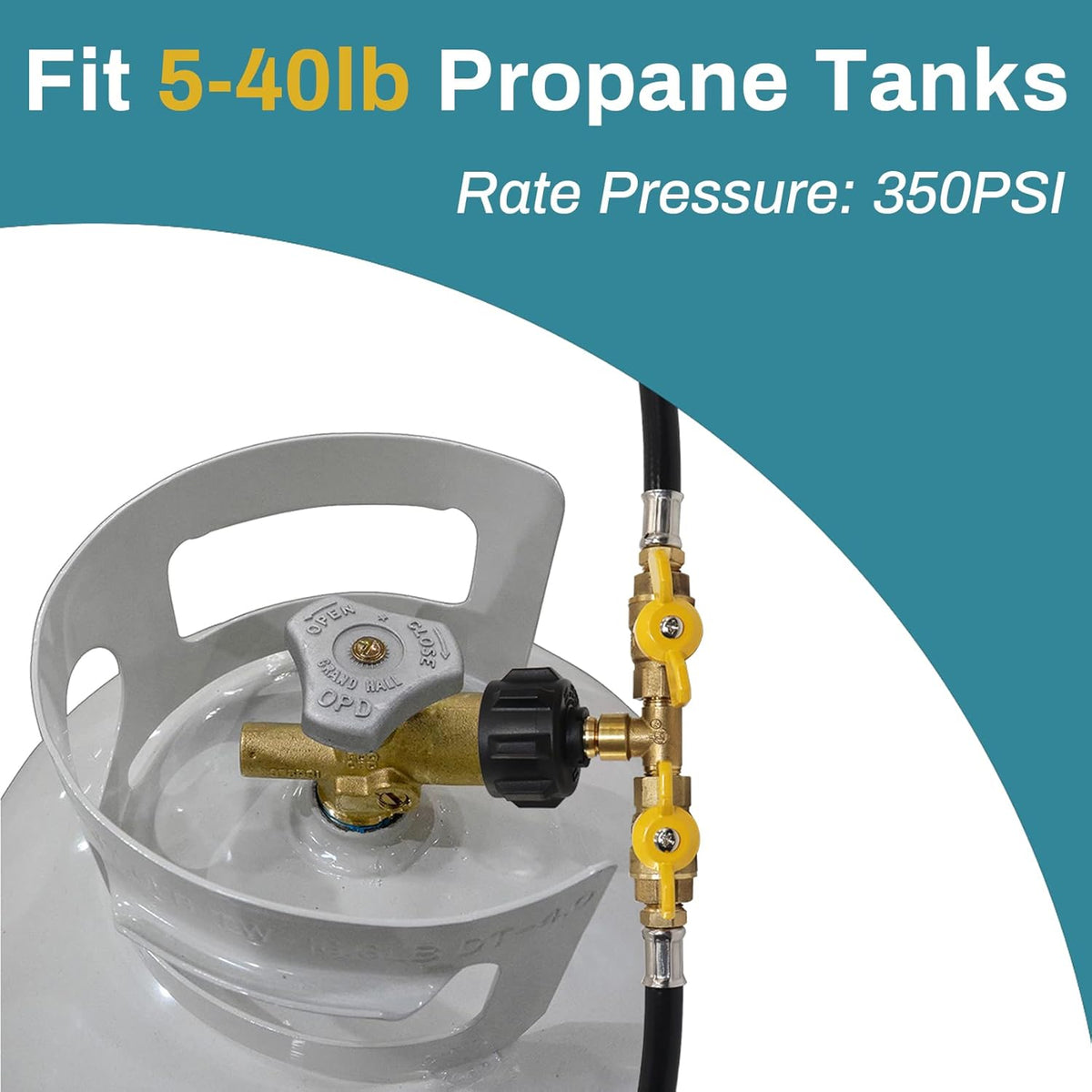 5ft Propane 2 Way Splitter Adapter Hose with Shut Off Valve F291899