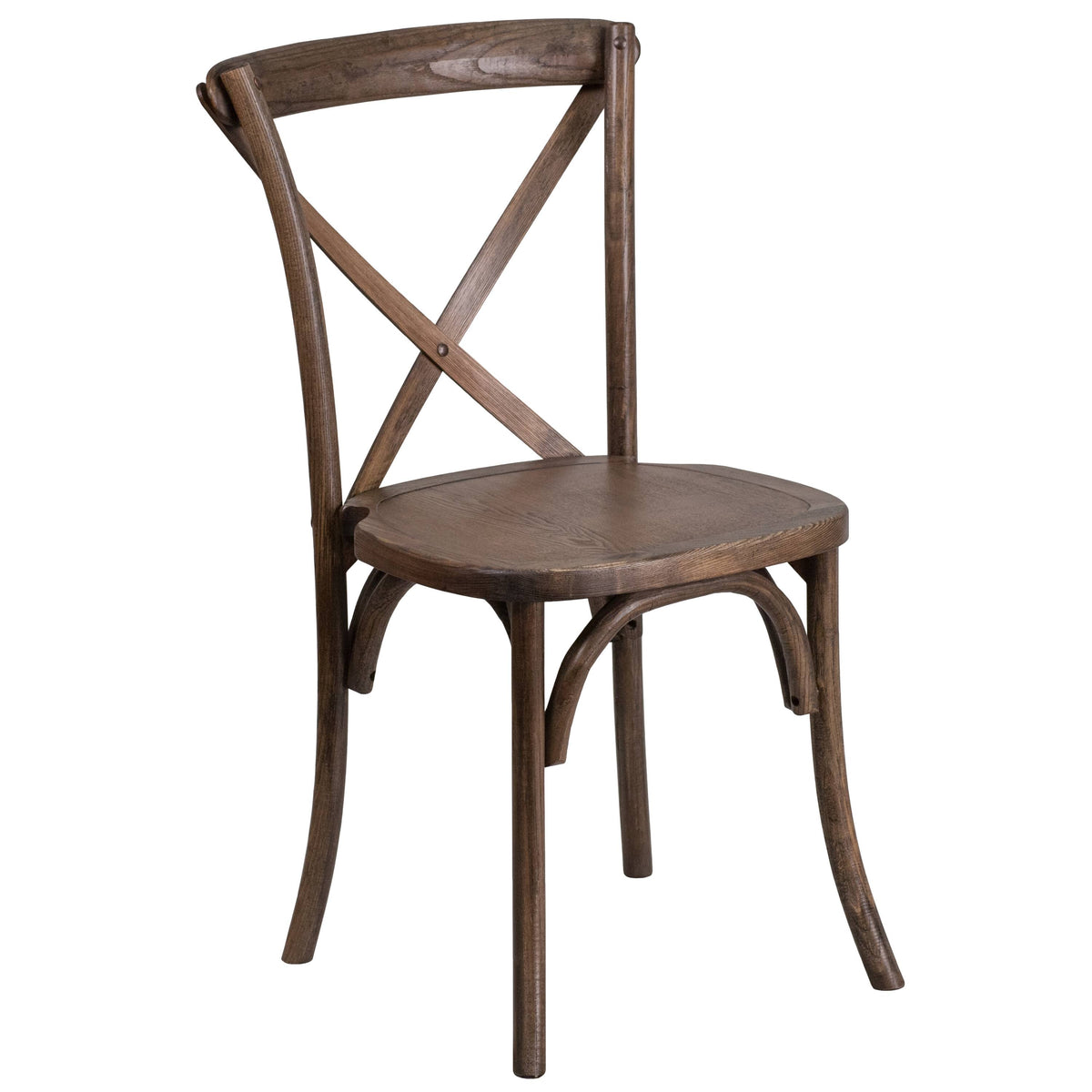 Stackable Wood Cross Back Chair, Pecan N149