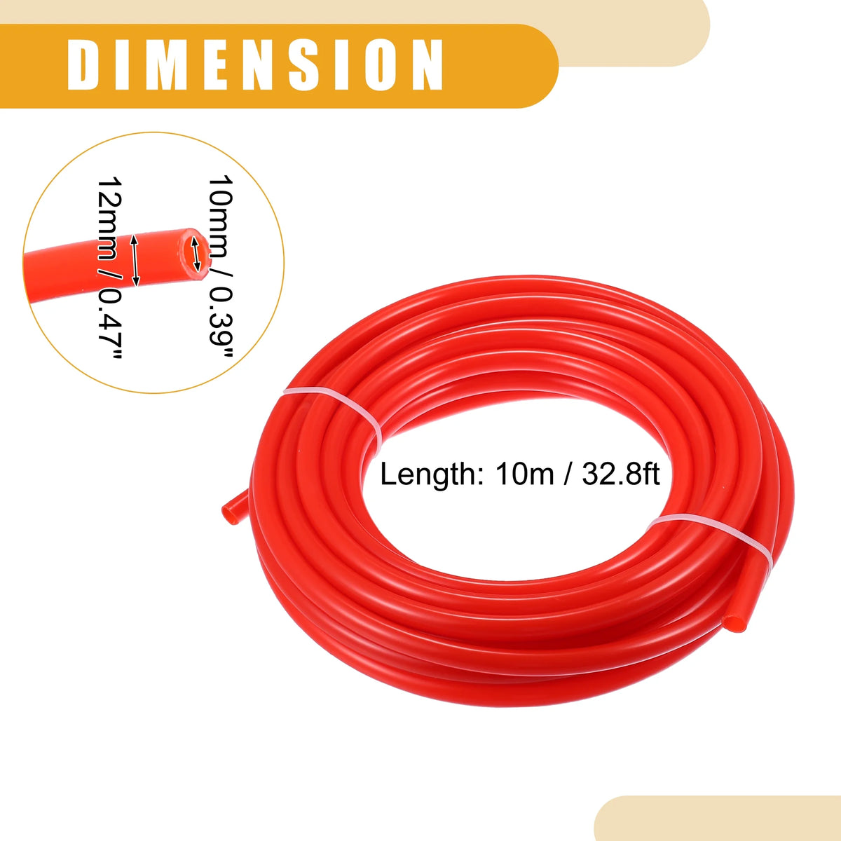 Red 32.8ft 10mm ID Nylon Fuel Line Hose Q498