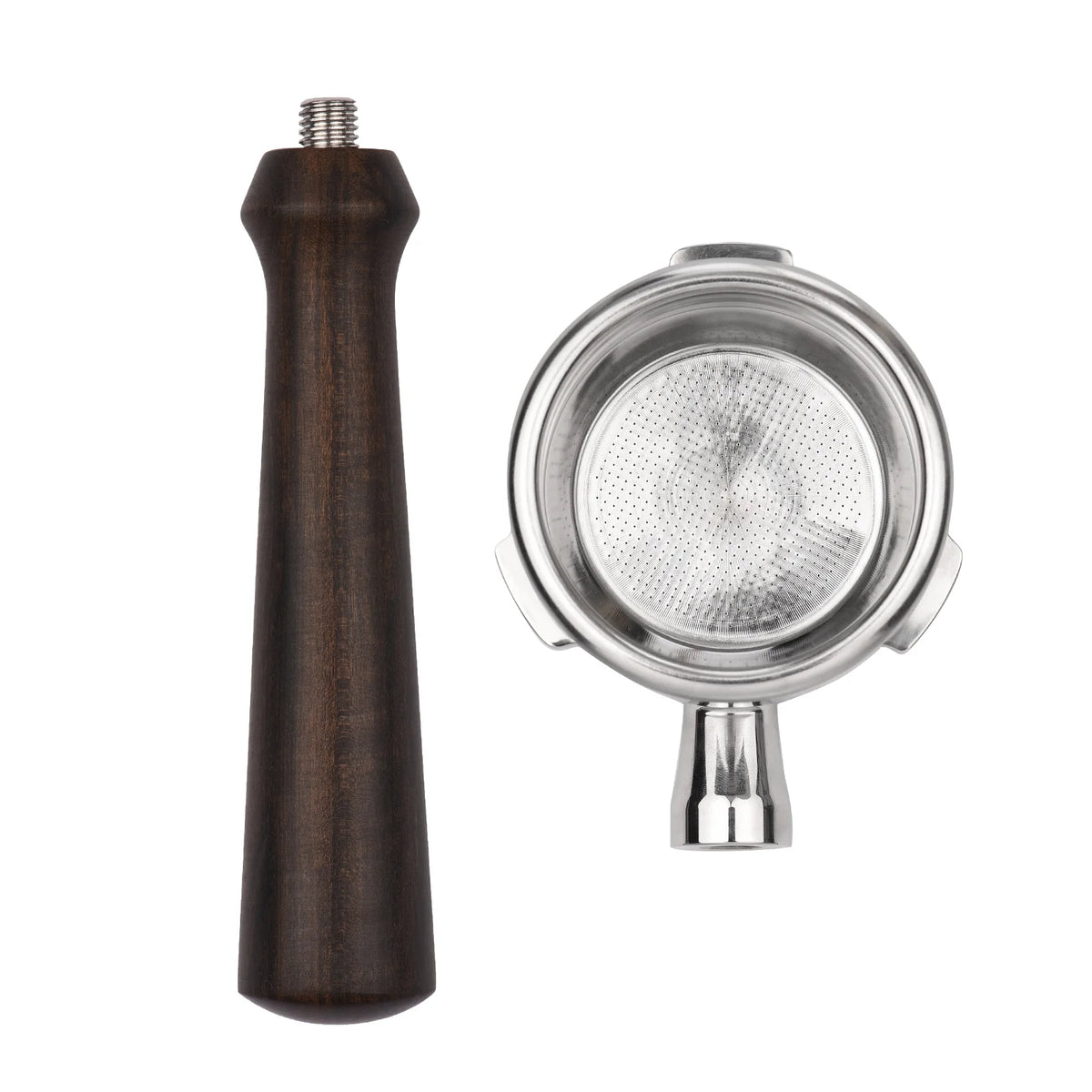 Stainless Steel Bottomless Naked Portafilter with Wooden Handle K4429