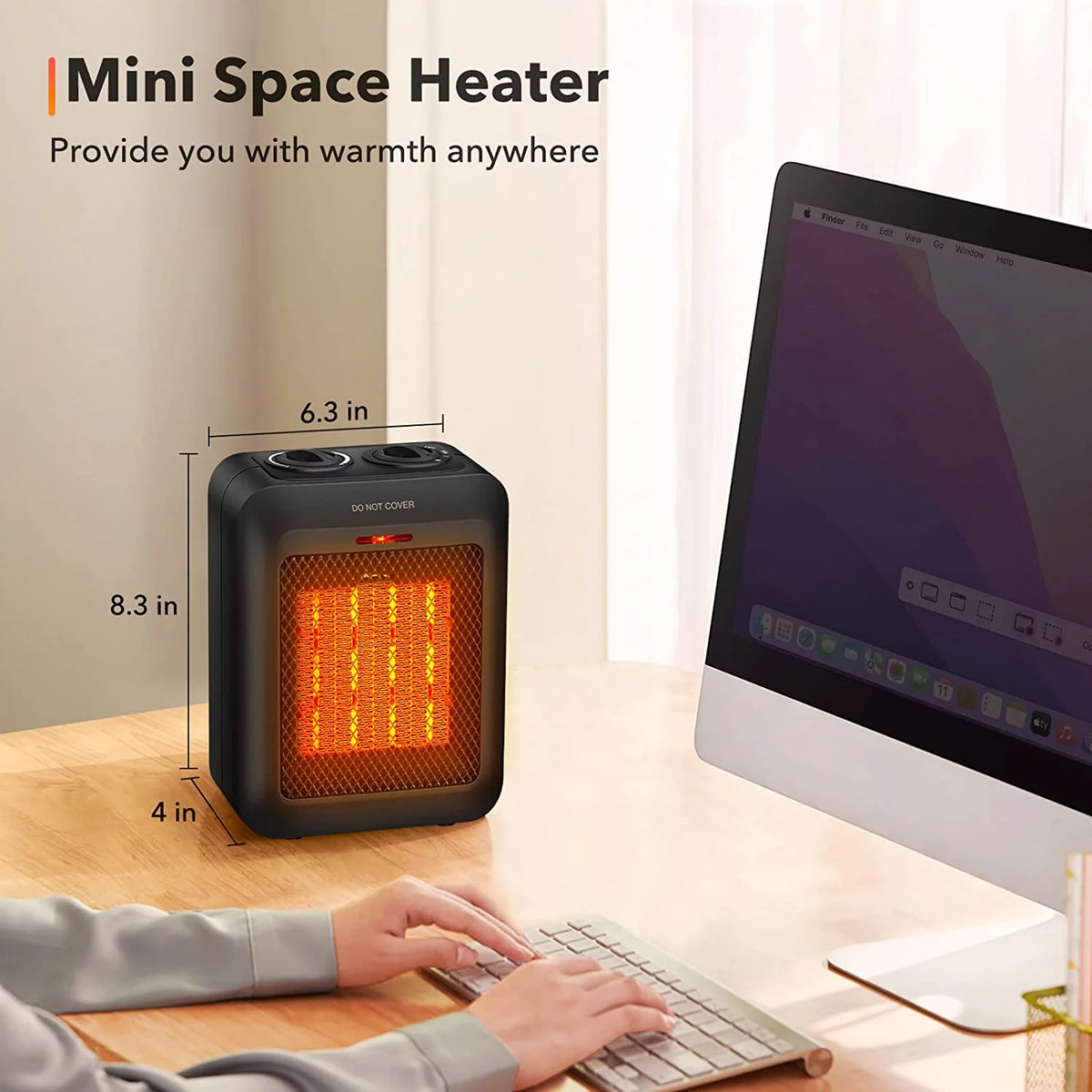 Portable Ceramic Space Heater, 1500W/750W Electric Heater with Overheat and Tip Over Protection W621