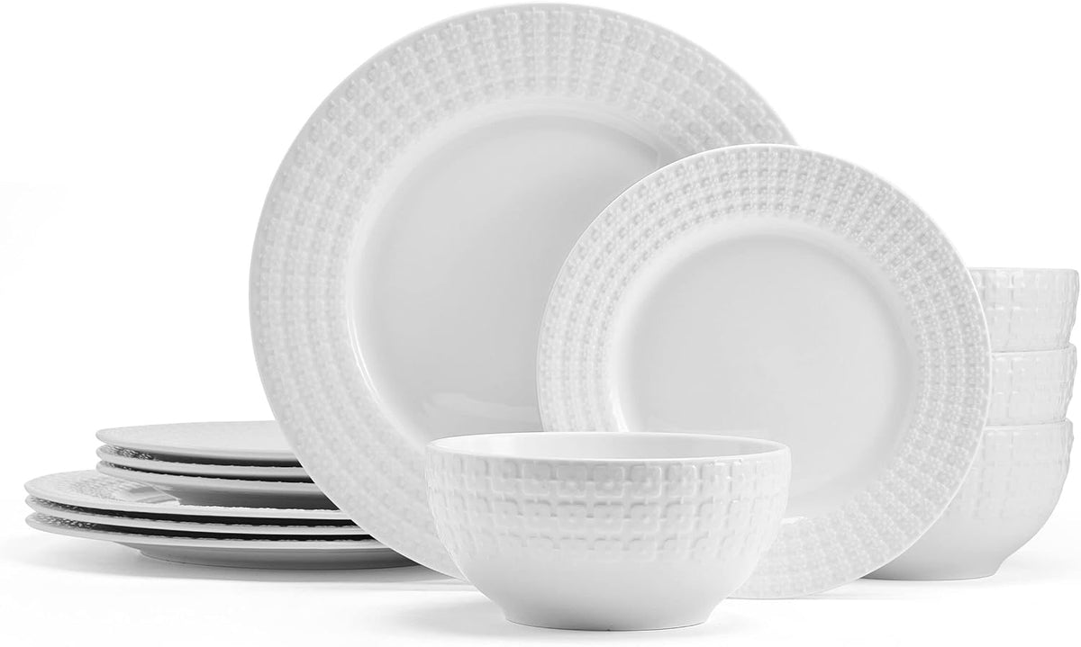 12 Piece White Dinnerware Set K84343
