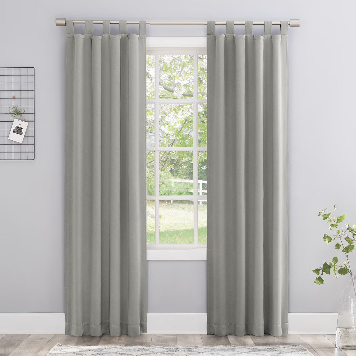 SilverGray Blackout Tab Top Curtain Panel 40x84 F40774