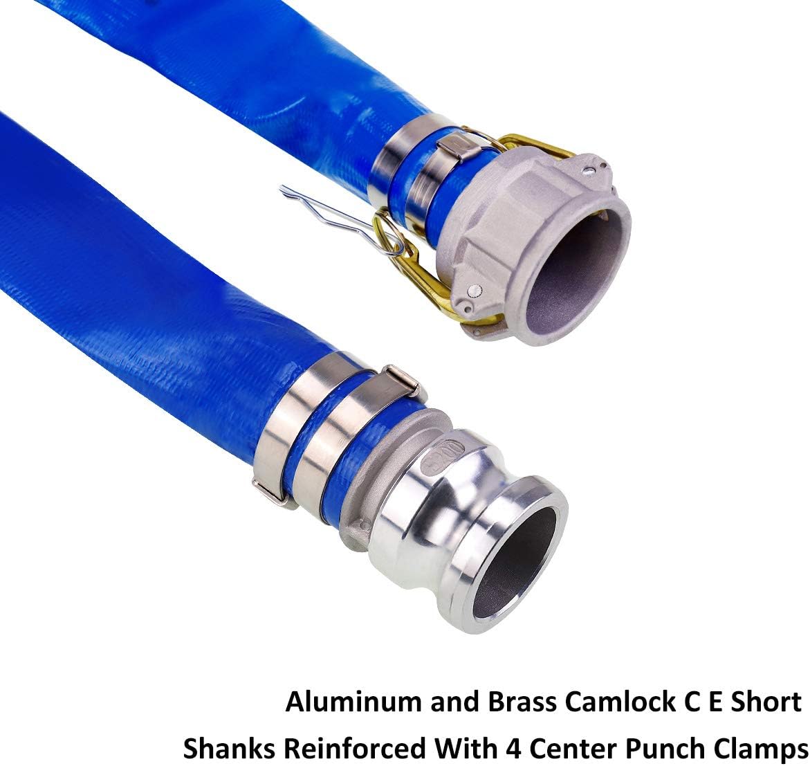 3 x 50' Blue PVC Backwash Hose with Aluminum Camlock Fittings Z822