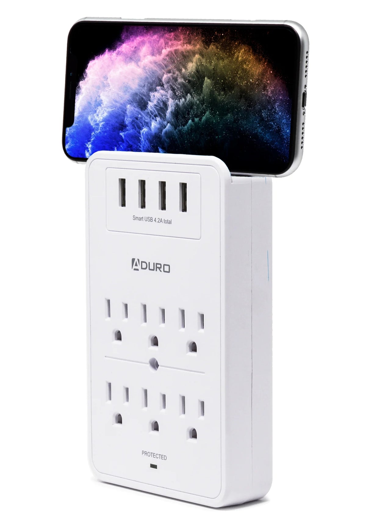 White 6 Outlet Power Strip with USB Wall Mount A74506