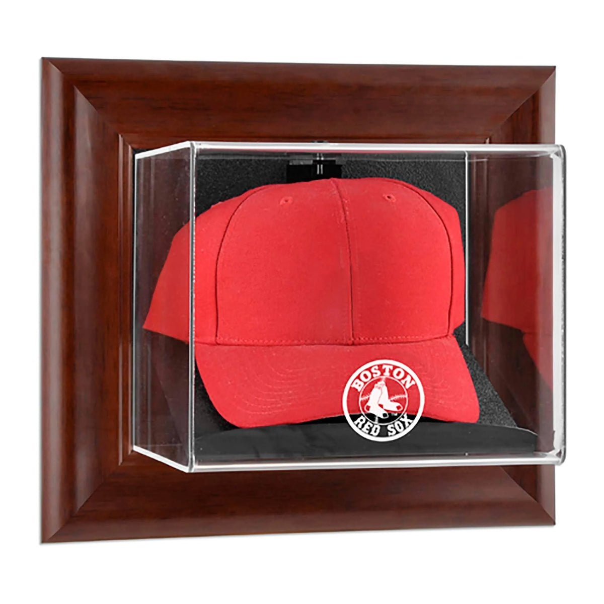 Brown Framed Wall Mounted Logo Cap Case W9885