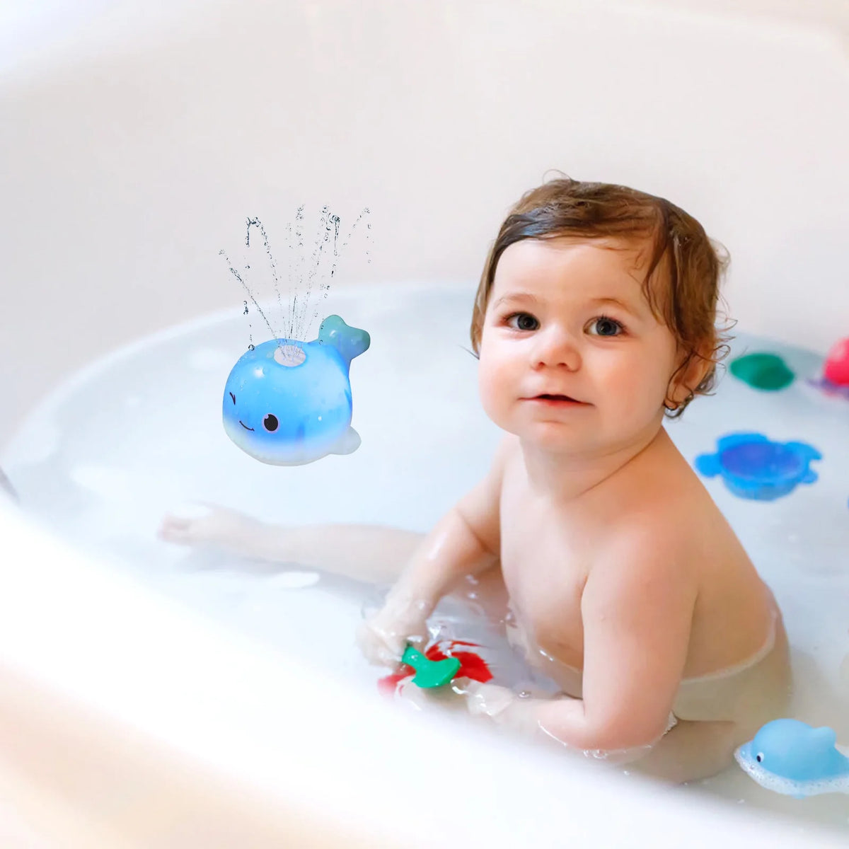 2 Pcs Spouting Whale Bath Tub Toy O3635