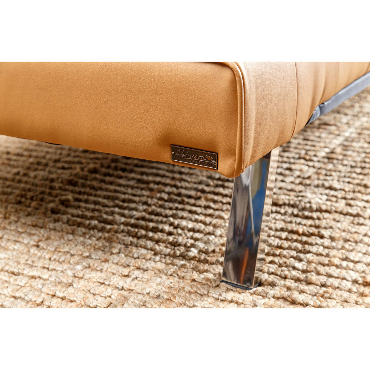 Beige Leather Foldable Futon E343055