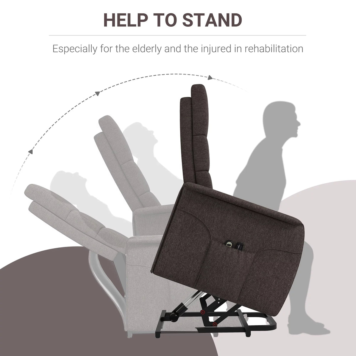 Brown Power Lift Recliner Chair with Remote Control C7873