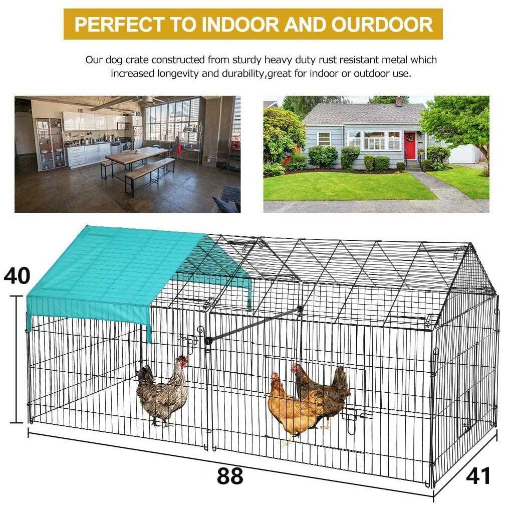 Large Metal Chicken Coop with Door & Cover P36429