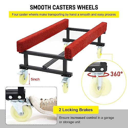 1300 LBS Capacity Adjustable Width Boat Dolly with Four Casters & Two Brakes X405