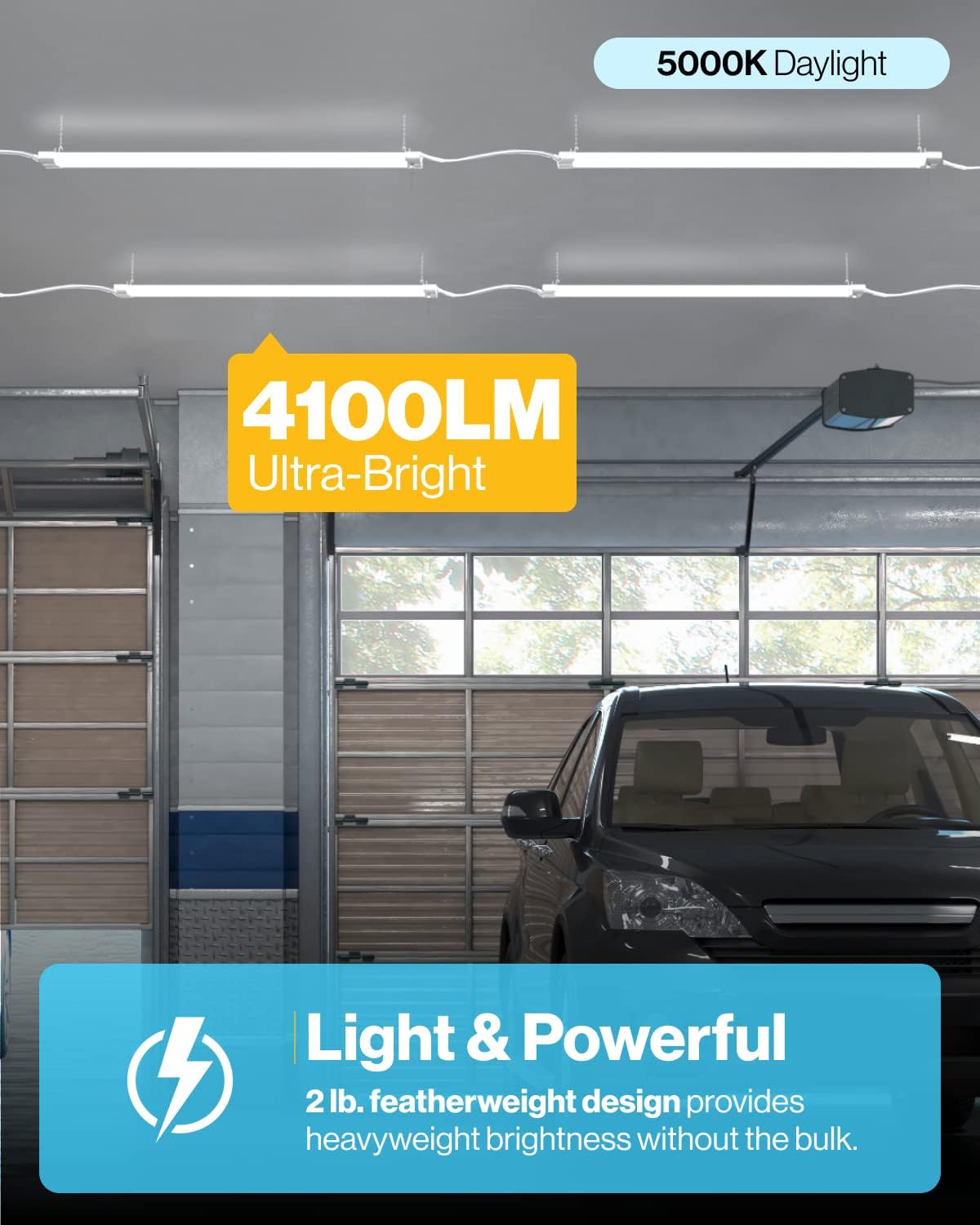 LED White Hanging Shop Light 4FT, 5000K Daylight, 40W=260W, 4100 LM, Pull Chain R473193