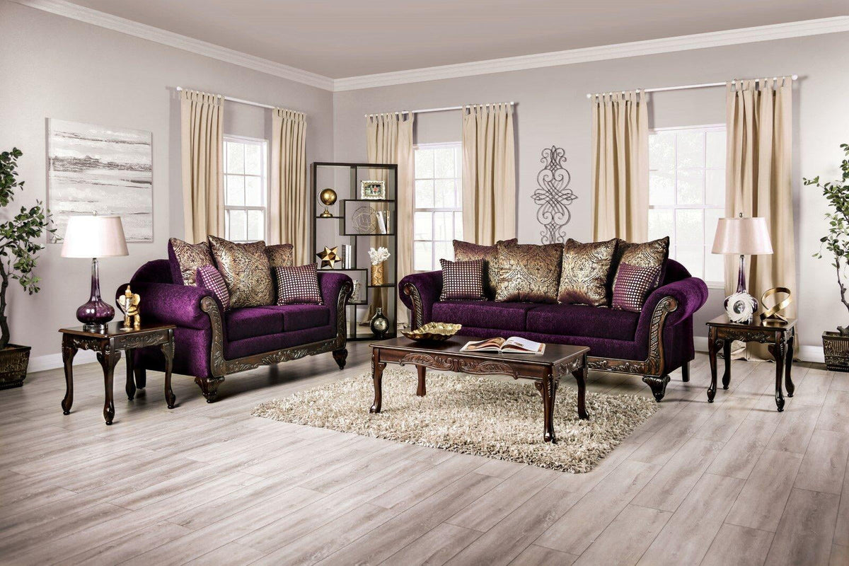 Purple Chenille Sofa and Loveseat P370