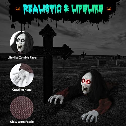 Zombie Groundbreaker with Scary Sound & LED Flashing Eyes Outdoor Decoration L125